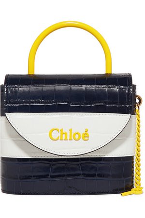 Chloé | Aby Lock small striped croc-effect leather tote | NET-A-PORTER.COM