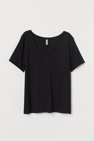 V-neck T-shirt - Black - Ladies | H&M US