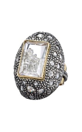 18k Gold, Blackened Silver, Diamond And Sapphire Ring By Moritz Glik | Moda Operandi