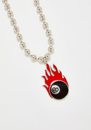 Flaming 8 Ball Chain Necklace | Dolls Kill
