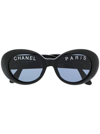Chanel Pre-Owned Logotypmönstrade Solglasögon Med Ovala Bågar - Farfetch