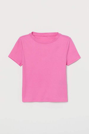 Rib-knit Top - Pink