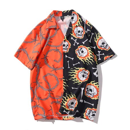 OSCN7 Повседневная рубашка с принтом и коротким рукавом для мужчин, уличная 2020, Гавайский пляж, большие размеры, женская мода, харуджуку, рубашки для мужчин, XQ90 on AliExpress