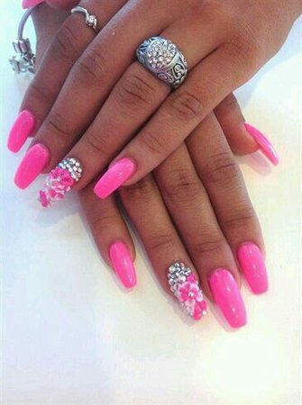 hot pink bling nails - Google Search