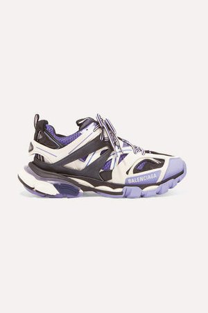 Track Logo-detailed Mesh And Rubber Sneakers - Lilac