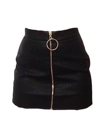 black zip up skirt