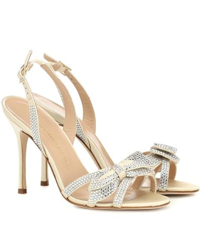 Crystal-embellished satin sandals