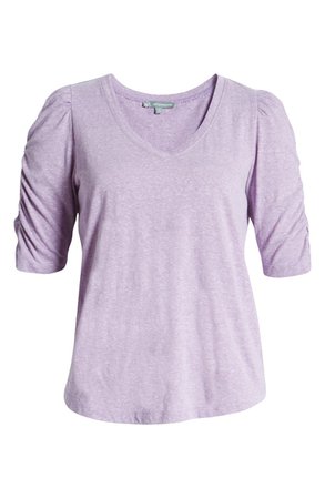 Wit & Wisdom Heathered Ruched Puff Sleeve T-Shirt | Nordstrom