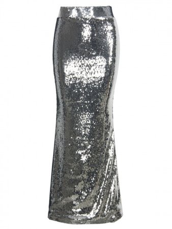 Silver Sequined Maxi Fishtail Skirt #Chic218605 | WithChic
