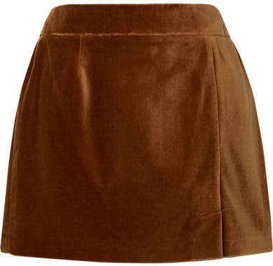 Wool-velvet Mini Skirt - Brown