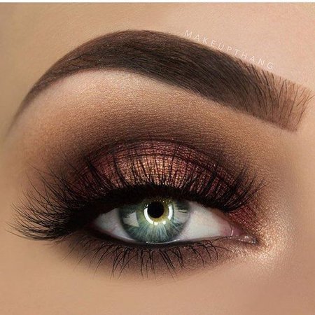 Brown/Orange Glitter Eye Makeup