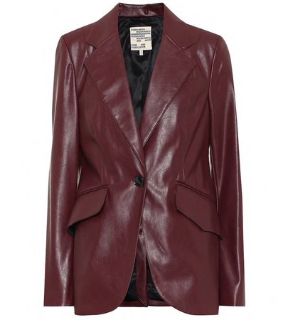 burgundy brown leather blazer