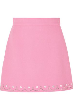 Miu Miu | Embellished wool-crepe mini skirt | NET-A-PORTER.COM