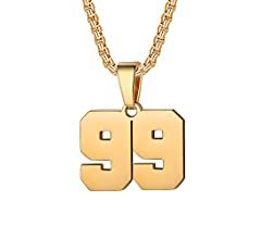 Amazon.com: Number Necklace for Boy Gold Plated Stainless Steel Number Chain 22Inch Personalized 00-99 Athletes Jersey Number Charm Pendant Inspirational Sports Jewelry Gift for Men Basketball Baseball Football(51): Clothing, Shoes & Jewelry