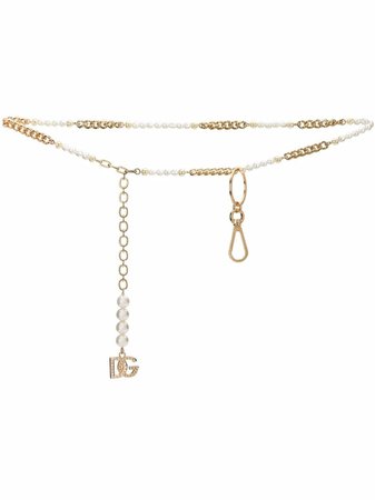 Shop Dolce & Gabbana faux-pearl chain waist belt with Express Delivery - FARFETCH