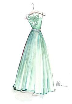 teal gown sketch