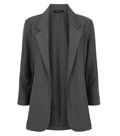 Grey Pinstripe Jersey Blazer | New Look