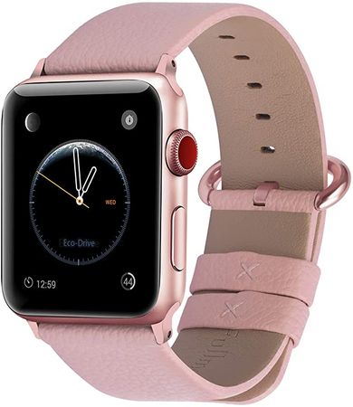 Fullmosa Compatible Apple Watch Band 38mm 40mm 42mm 44mm Leather Compatible iWatch Band/Strap Compatible Apple Watch SE & Series 6 5 4 3 2 1, 38mm 40mm Soft Pink + Rose Gold Buckle : Amazon.sg: Electronics