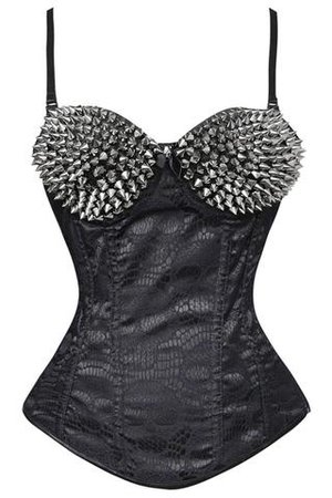 Atomic Silver Studded Black Steam Overbust Corset | Atomic Jane Clothing