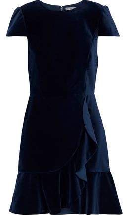 Enid Ruffle-trimmed Velvet Mini Dress