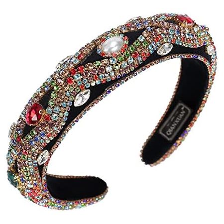 Amazon.com : Boderier Rhinestone Bejewelled Padded Headband Celebrity Ladies Hair Accessories Velvet Hair Band Headpiece (Silver) : Beauty & Personal Care
