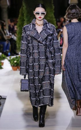 Paneled Fringed Tweed Coat By Oscar De La Renta | Moda Operandi