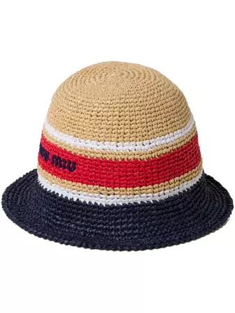 Miu Miu logo-embroidered Woven Bucket Hat - Farfetch