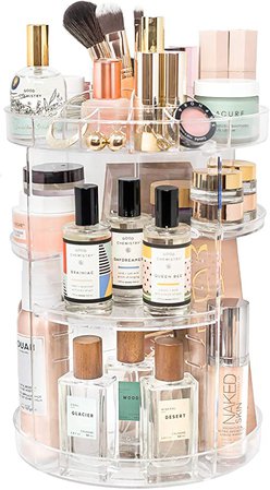 Amazon.com: Tranquil Abode Rotating Makeup Organizer | Adjustable, Spinning Storage for Make up, Perfume, Cosmetic, Beauty, Skincare, and Essential Oil Products | Clear Acrylic: Home Improvement