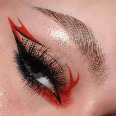 red graphic liner eye makeup Pinterest