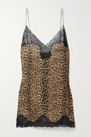 Lace-trimmed Leopard-print Silk Mini Dress - Leopard print