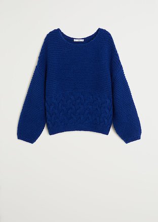 Contrasting knit sweater - Women | Mango USA blue