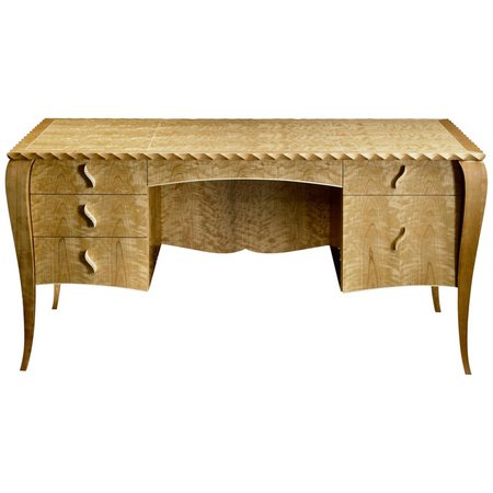 Gazelle Desk-Custom Handcrafted Contemporary Desk with Scalloped Edge Profile For Sale at 1stdibs