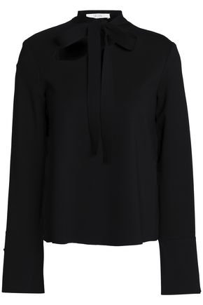 Imelda pussy-bow cutout cady blouse | HOUSE OF DAGMAR | Sale up to 70% off | THE OUTNET