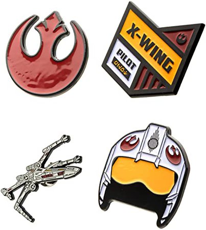 Amazon.com: Star Wars Jewelry Unisex Adult Rebel Alliance Symbol and X- Wing Fighter Base Metal Lapel Pin Set (4 piece), Multi Color, One Size: Jewelry