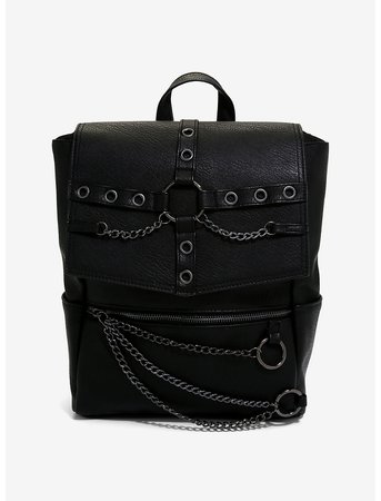 Black Grommet O-Ring Chain Mini Backpack