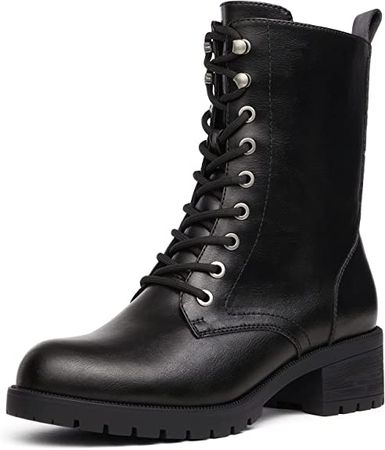 Amazon.com | DREAM PAIRS Black DMB214 Lace-up Combat Boots Mid-Calf Military Winter Boot for Women Size 6.5 | Mid-Calf
