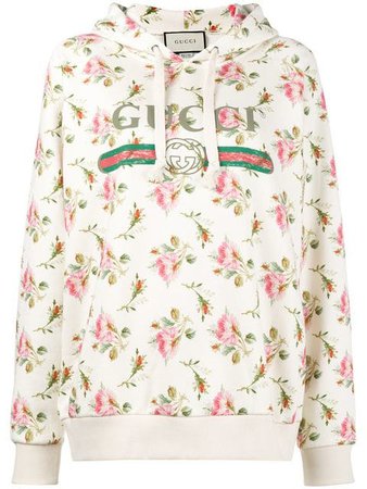 $1,290 Gucci Rose Print Fake Logo Hoodie - Buy Online - Fast Delivery, Price, Photo