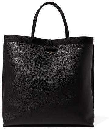 Patti Macramé-trimmed Textured-leather Tote - Black