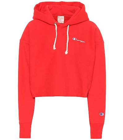 Cropped cotton hoodie