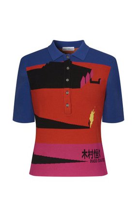 Graphic Jacquard-Knit Polo Shirt By Paco Rabanne | Moda Operandi