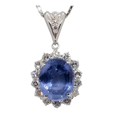 Sri Lanka Blue Sapphire Oval and Diamond Pendant Necklace in Platinum For Sale at 1stDibs | diamond necklace price in sri lanka