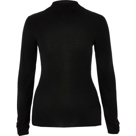 Black grown on high neck ribbed top | River Island
