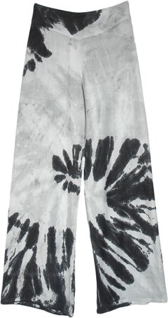 Grey Knight Tie Dyed Wide Leg Palazzo Pants | Grey | Split-Skirts-Pants, Yoga, Vacation, Beach, Tie-Dye