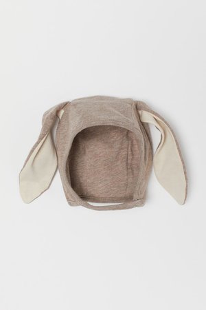 Baby Hat with Ears - Beige melange - Kids | H&M US