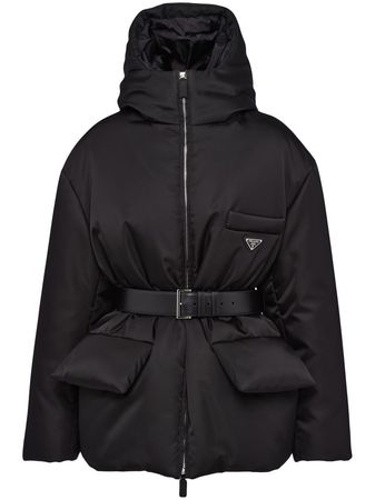 Prada Re-Nylon Belted Hooded Jacket - Farfetch