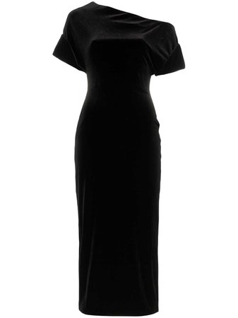 Christopher Kane off-shoulder Asymmetric Neck Silk Blend Velvet Dress - Farfetch
