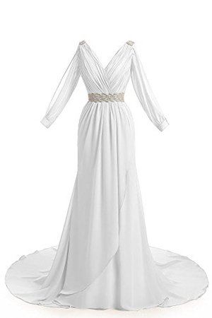 MariRobe Women's Greek Style Beaded Pleat Long Sleeve Chiffon Long Evening Dress US20 | WantItAll