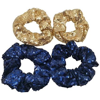 PNEIFON 4 Pack Hair Scrunchies, Sequin Scrunchies Elastic Stretch Sparkly Glitter Fashion Scrunchie Hair Tie Ponytail Holders Bun Cover for Girls and Women (style2): Amazon.in: Beauty