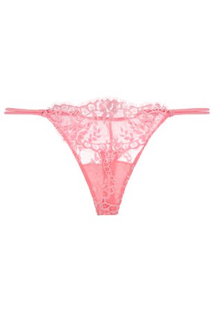 Exotique Fluorescent Pink Leavers Lace Thong | La Perla