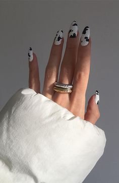 white and black moo nails